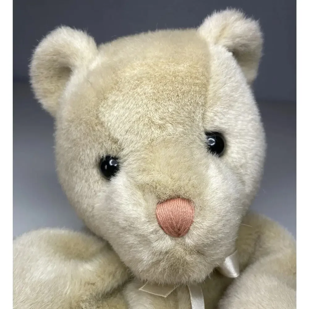 Vintage Mango Teddy Bear Backpack Plush 17” Brown Tan Beige Bow Stuffed Bag